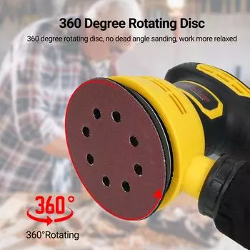 5-дюймовая орбитальная шлифовальная машина с 15 наждачными бумагами 12000 об/мин 6 переменная скорость шлифовальная машина высокая EU Plug жёлтый
