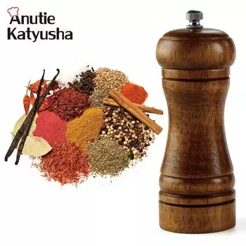 5-дюймовая деревянная мельница для соли и перца, дубовая мельница для перца, ручное движение, ручная мельница для специй, кухонный инструмент