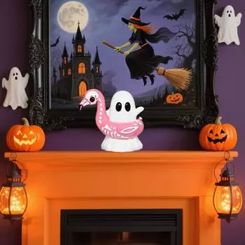 5-дюймовая фигурка для украшения на Хэллоуин, милый фламинго, надувной бассейн, маленькая статуэтка, реквизит на Хэллоуин, предмет для украшения дома/рабочего стола One Size