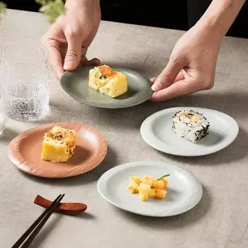 5-дюймовая керамическая каменная зернистая тарелка, бытовая тарелка для закусок, нестандартная круглая тарелка, посуда для торта, десерта, декоративная тарелка
