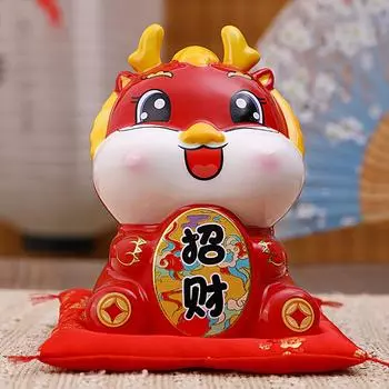 5-дюймовая керамическая копилка в виде дракона, украшение для дома, талисман, золотая фигурка дракона с подарочной коробкой