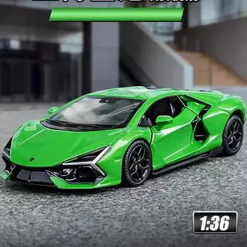 5-дюймовая металлическая модель автомобиля, литая под давлением и игрушечная машинка Lamborghini Revuelto Supercar RMZ city 1:36 моделей из сплава, подарки для детей