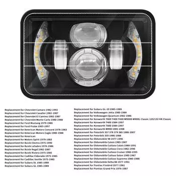 5-дюймовая светодиодная фара 4x6-дюймовая автомобильная прямоугольная фара с указателем поворота DRL дальнего и ближнего света 1 Pack чёрный