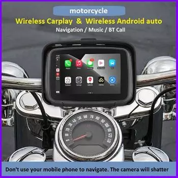 5-дюймовый экран для мотоцикла, беспроводной Carplay, Android Auto, портативный GPS, IPX7, водонепроницаемый дисплей для мотоцикла, поддержка BT, несколько языков