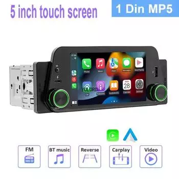 5-дюймовый автомобильный радиоприемник беспроводной Carplay 1Din MP5-плеер Автомагнитола с сенсорным экраном 1280x720 Универсальный мультимедийный проигрыватель