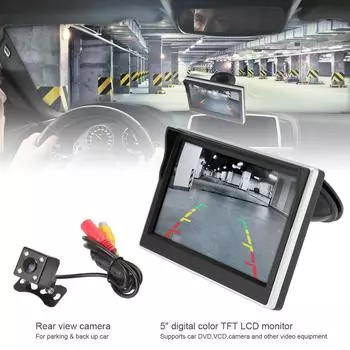 5-дюймовый автомобильный TFT ЖК-монитор с экраном ночного видения и камерой заднего вида