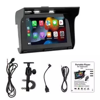 5-дюймовый беспроводной проводной мотоцикл CarPlay Android Auto стерео радио Bluetooth TF USB IP65 водонепроницаемый портативный мотоциклетный головной убор