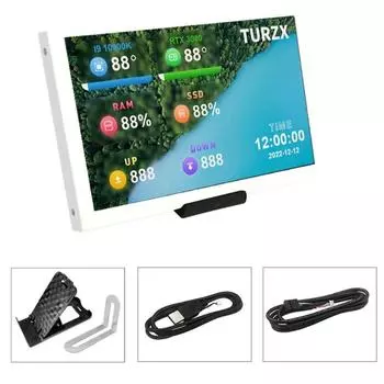 5-дюймовый IPS Type C Дополнительный экран Компьютерный ЖК-дисплей USB Динамический дисплей Температура экрана белый