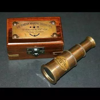 5-дюймовый красивый телескоп из чистой латуни с деревянной коробкой - Карманный телескоп - Пиратский телескоп