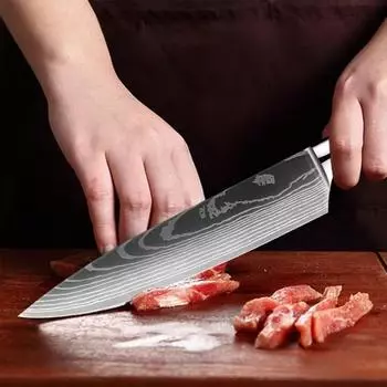 5-дюймовый кухонный нож, нож для мяса, дамасская сталь, бытовой нож для фруктов, острый нож для нарезки, нож шеф-повара с полимерной ручкой