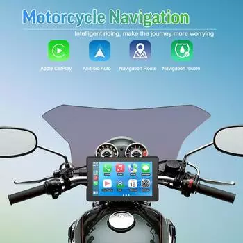 5-дюймовый мотоцикл CarPlay портативный мото навигатор водонепроницаемый совместимый Bluetooth шлем и гарнитура поддержка CarPlay Android Auto чёрный