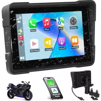 5-дюймовый мотоцикл Carplay водонепроницаемый 1080P WiFi беспроводной Android-Auto DVR монитор видеорегистратор GPS навигация TPMS carplay