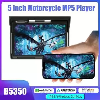 5-дюймовый мотоциклетный радиоприемник с GPS-навигацией, поддержка Carplay, Android, автоматический водонепроницаемый