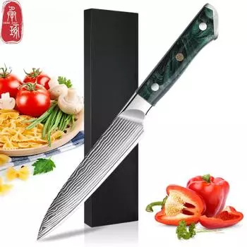 5-дюймовый мульти-нож из дамасской стали, усовершенствованный зеленый высокоуглеродистый кухонный карманный нож для обвалки и очистки, острый нож для нарезки мяса зелёный