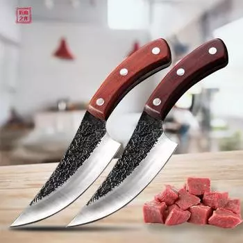 5-дюймовый нож для мясника, нож для обвалки, походный охотничий нож, нож шеф-повара из нержавеющей стали, кухонный нож A With pu cover