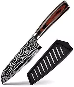 5-дюймовый нож Santoku, кухонный нож из высокоуглеродистой стали, подходит для нарезки овощей и фруктов 1pcs