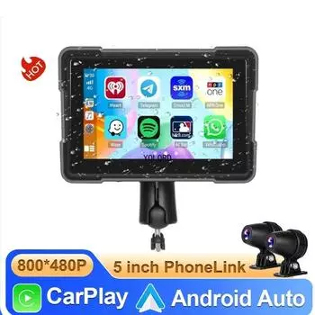 5-дюймовый портативный мотоцикл беспроводной Carplay и Android Auto IPX7 видеорегистратор Bluetooth DVR 5.0 экран дисплея навигатор