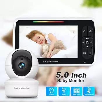 5-дюймовый видеоняня с камерой для внутреннего наблюдения за детьми, двухсторонняя аудиосвязь, ночное видение, няня, камера безопасности сливовый