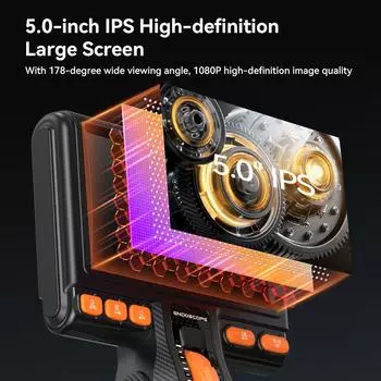 5-дюймовый вращающийся на 360 ° двухлинзовый эндоскоп 1,5-метровая эндоскопическая инспекционная камера с 8 светодиодами 8,5-миллиметровый водонепроницаемый зонд промышленный эндоскоп 1.5M