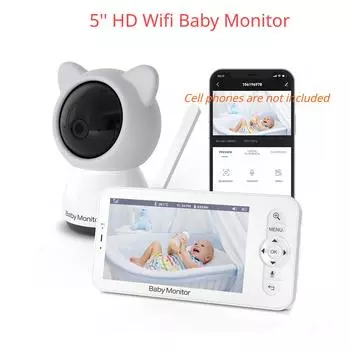 5-дюймовый ЖК-видео, беспроводная мини-камера безопасности, двусторонний домофон, музыкальный плеер ночного видения, радионяня EU Plug