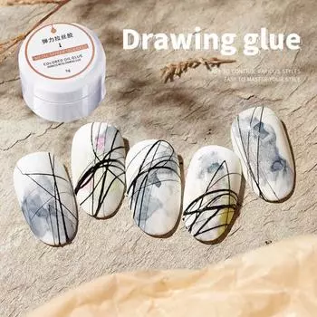 5 г Клей для дизайна ногтей Безопасные ингредиенты Отличная насыщенность Яркий цвет Высокая пигментация Быстросохнущий Полоска Рисунок Живопись Подводка Гель для дизайна ногтей Украшения белый