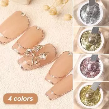 5 г стильный гель-лак для ногтей, блестящий, несколько цветов, украшение Silver серебряный