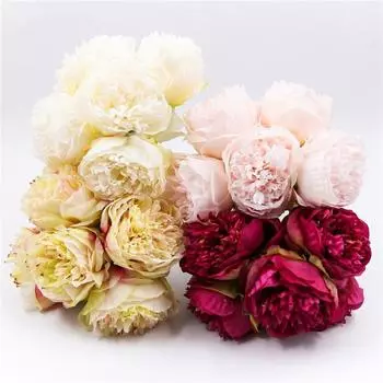 5 головок искусственных пионов шелковые цветы шелковые цветы искусственные пионы букет для невесты свадебное цветочное украшение дома слоновая кость