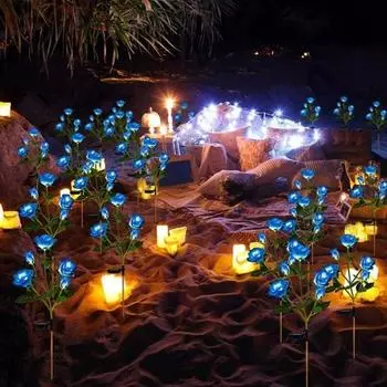 5 головок садовые светильники роза цветок газонная лампа уличный декоративный ночник свадьба белый