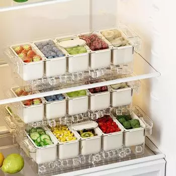 5 Grids Ice Chilled Tray Platter Keeping Fresh Condiment Container Fruit Plate Server Kitchen Style A