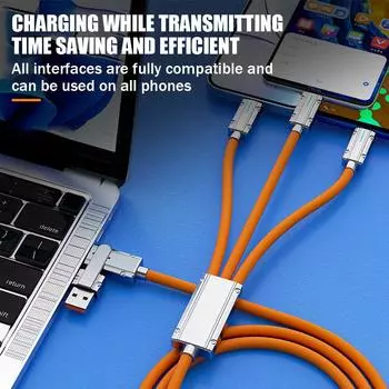 5 In 1 120W Fast Charging USB Type C To PD Micro USB For IPhone Cord Char Z5I8 black-120w