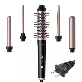 5 in 1 Curling Wand Set with Changeable Attachment 45W 4 Temperature Levels LCD Display US PLUG