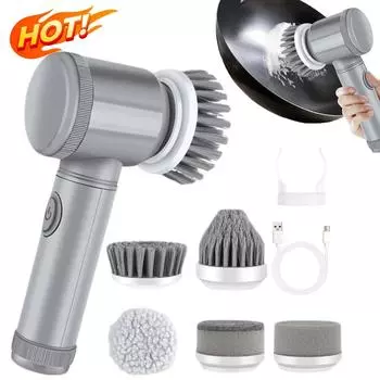 5 в 1 электрическая вращающаяся скрубберная машина с 5 насадками-щетками электрическая чистящая щетка вращающаяся на 360° ручная перезаряжаемая скрубберная машина для душа