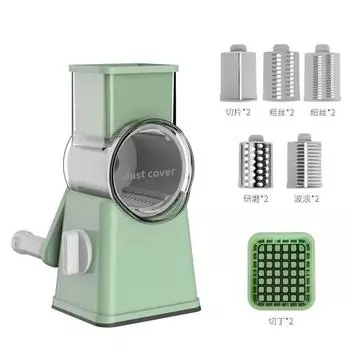 5 In 1 Hand Cranked Rotary Vegetable Cutter Slicer Multi Functional Drum Vegetable Potato Slicer Manual Cheese Chopper Machine зелёный