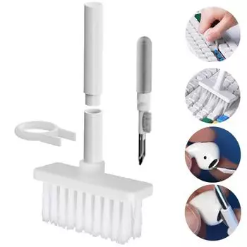 5-in-1 Keyboard Cleaning Brush Computer Earphone Cleaning Tools Cleaner Keycap Puller Kit for PC Airpods Brush Corner Gap Duster чёрный
