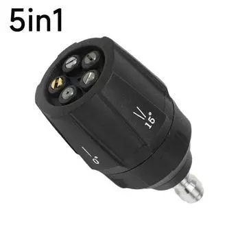 5 в 1 насадка многофункциональная чистящая машина регулируемая насадка высокого давления прямая веерообразная насадка для мойки автомобиля чёрный