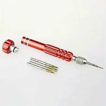 5 in 1 Precision Watch Glasses Maintennance Phone Repair Screwdriver Open Tool Set Kit красный