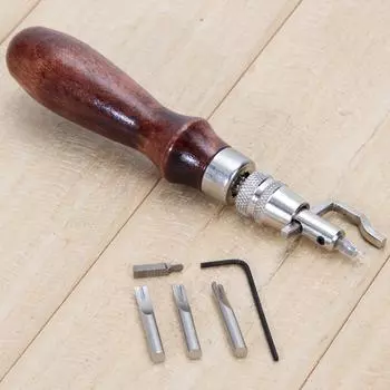 5 in 1 Pro Leather Craft Stitching Tool Adjustable Stitching and Groover Crease Leather Craft Edge Press Kit Sewing Accessories коричневый