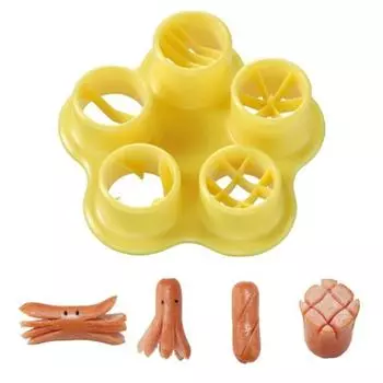 5 in 1 Sausage Hot Dog Cutter Set Flower Crab Octopus Style Ham Sausage Cutter Kitchen Cutting Mold DIY Lunch