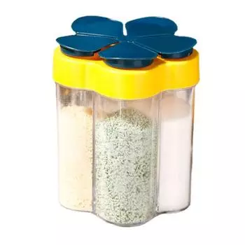 5 In 1 Travel Spice Containers Airtight Travel Seasoning Condiment Containers Portable Camping Blue