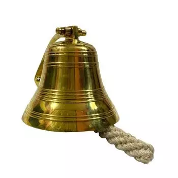 5-дюймовый настенный подвесной колокольчик из цельной латуни для приема гостей, школы, улицы, помещения, ужина и церкви - персонализированный корабельный колокольчик M коричневый