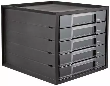 5 Iris Ohyama Конверт A4 с индексной наклейкой Ящик для документов Кейс для хранения Настольный неглубокий штабелируемый пластиковый почтовый ящик Конверт для документов чёрный