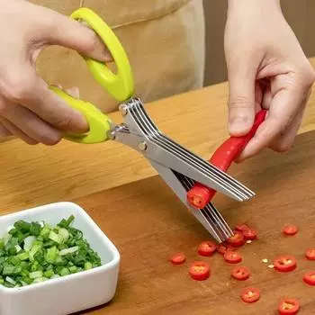 5-й этаж Многослойные слои Кухонные ножницы для трав Кухонный нож для умывальника Ножницы для нарезки зеленого лука Инструменты из стали Специи Многофункциональные ножи из нержавеющей стали Мути Резак third floor-1pcs