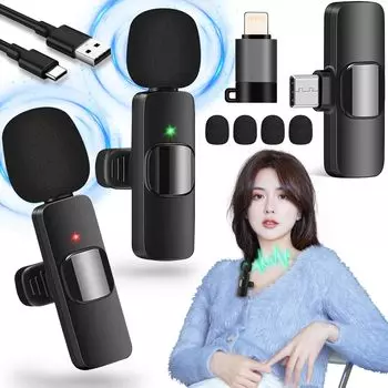 5-й беспроводной микрофон AutimHoo Pin, микрофон-клипса, петличный микрофон без приложения, Bluetooth, не требующий подключения, 7 часов непрерывной работы