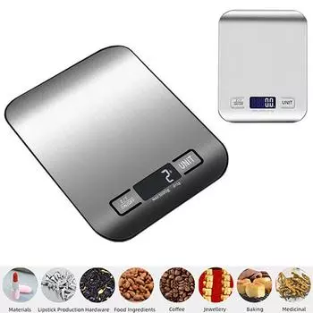 5 кг/1 г 10 кг/1 г электронные цифровые кухонные весы для взвешивания продуктов питания с платформой из нержавеющей стали 10kg/1g