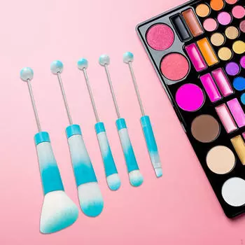 5 кистей для макияжа с бусинами Кисть для помады Многоцелевой корректор для бровей Активность Домашнее использование синий