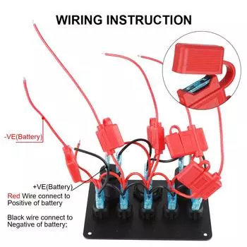 5-клавишная автомобильная панель переключателей 12 В, комбинация розеток, двойной порт USB, панель переключателей для лодки, водонепроницаемый цифровой вольтметр, морской светодиодный рокер красный