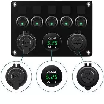 5-клавишная панель переключателей 12 В с тумблером ВКЛ-ВЫКЛ, водонепроницаемая для лодок, автофургонов, грузовиков, красная