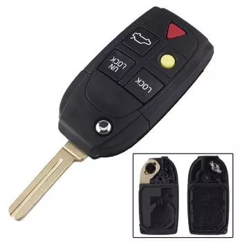 5 кнопок автомобильный пульт дистанционного управления складной брелок чехол необрезанное лезвие для Volvo чёрный