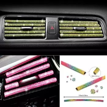 5-комплект из блестящих декоративных полосок для автомобильного кондиционера, блестящие стразы, гибкие декоративные полоски, подходят для большинства автомобилей серебряный