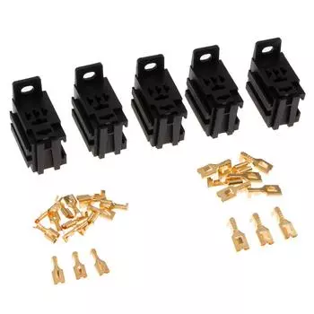 5 комплектов 40A 5Pin автомобильное реле гнездо с клеммами для автомобиля грузовика